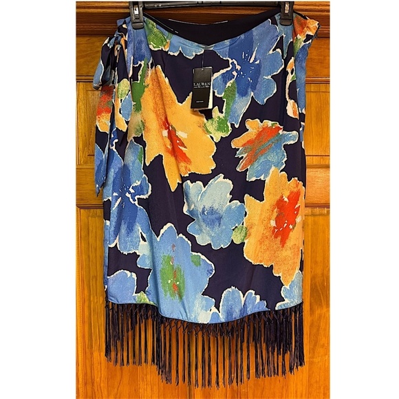 Lauren Ralph Lauren Plus Size Faux-Wrap Tropical Skirt Navy FLORAL sizes VARIOUS - Picture 9 of 9
